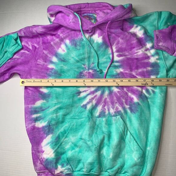 EXIST‎ Tie Dye Hoodie. Green and Purple. Unisex Small - Picture 3 of 8